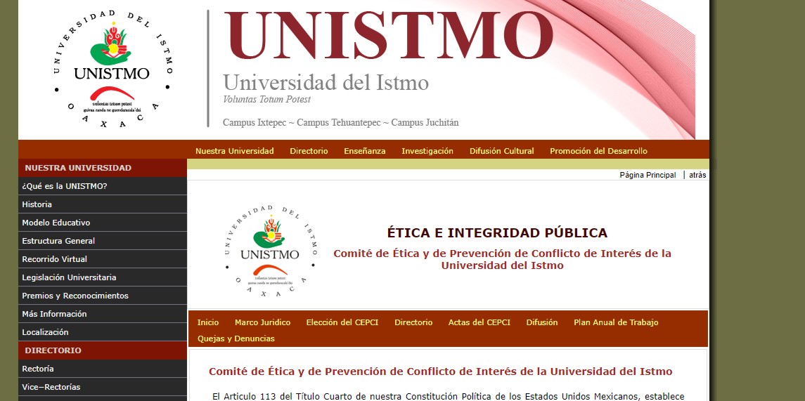 Baner página Web de la Universidad: